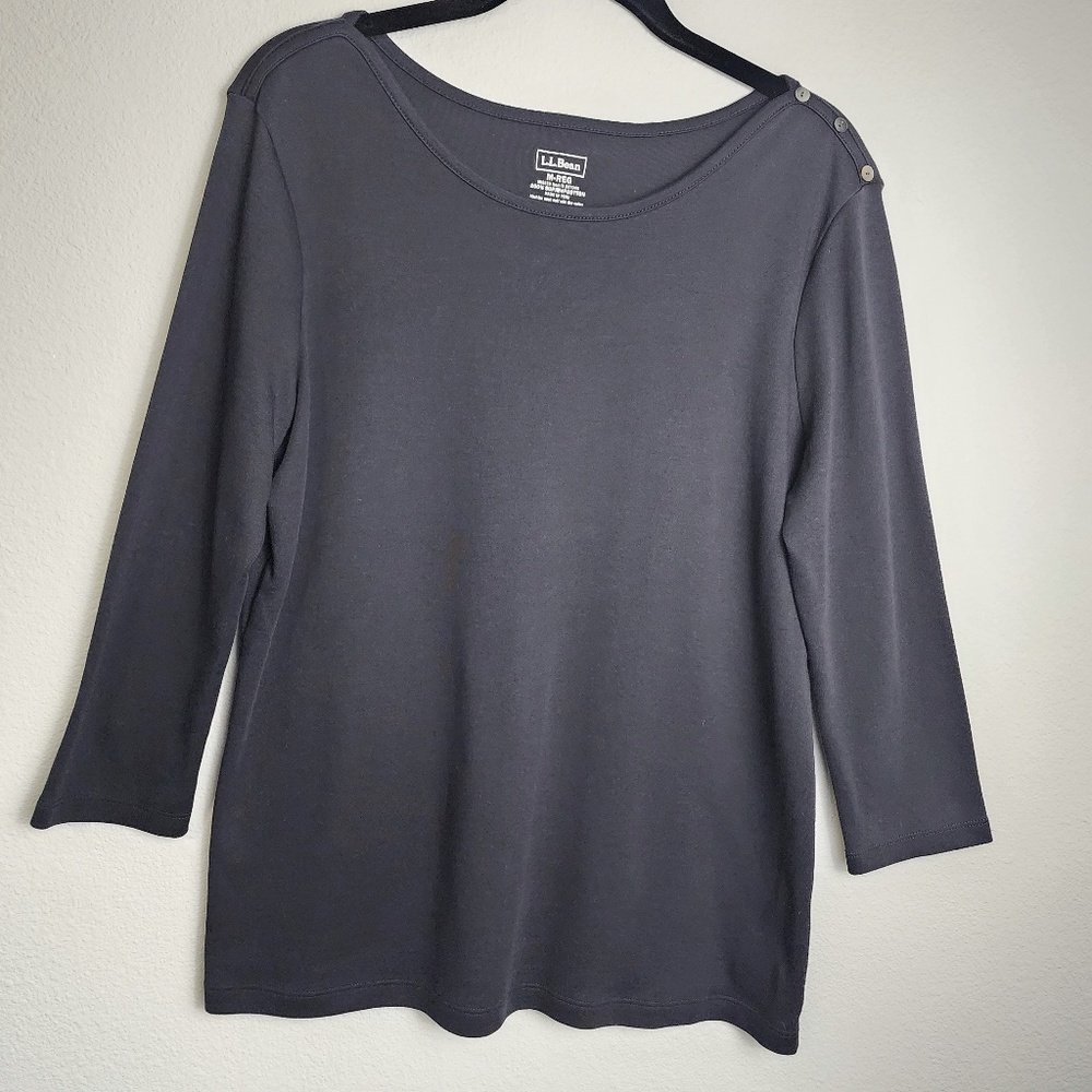 LL Bean Women's Soft Stretch Supima Cotton Tee, Three-Quarter-Sleeve Boatneck
